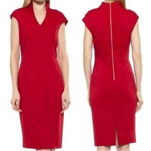 Alexia Admor NWT Katrina Splitneck Midi Sheath Dress Red Size S $245